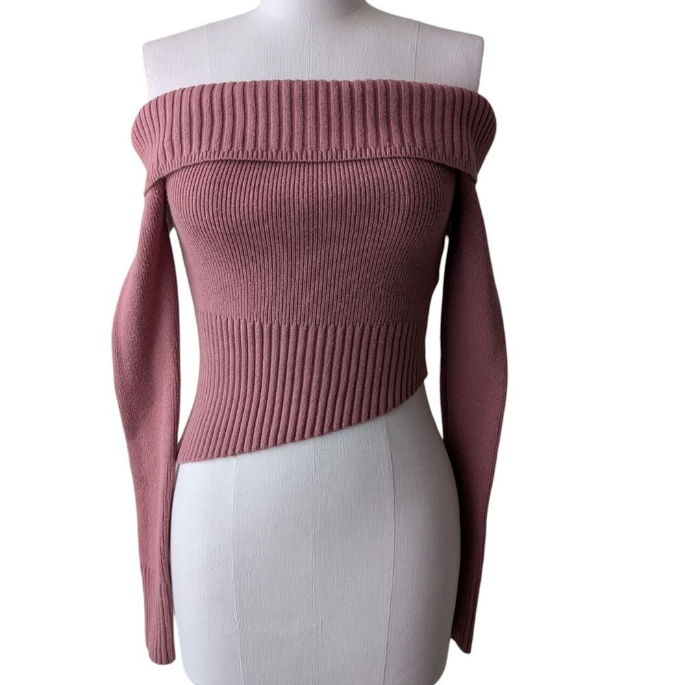 social tourist pink off shoulder sweater